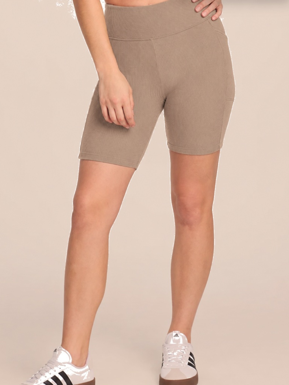 Woolx Miley Merino Wool Blend Bike Shorts Mocha Merengue Ribbed  Travel Lounge - Picture 2 of 7